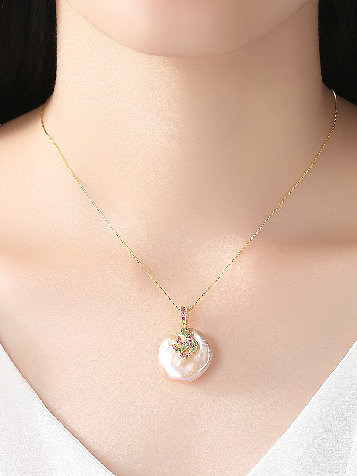 Collier de perles baroques naturelles en argent sterling incrusté de zircon AAA