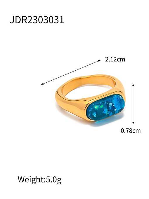 Boucles d'oreilles et collier en résine bleue en acier inoxydable géométrique tendance