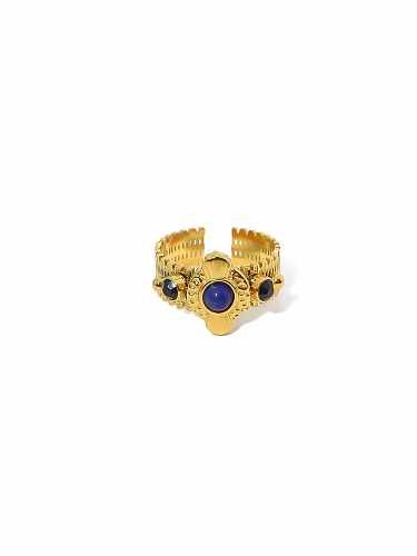 Geometrischer Vintage-Ring mit Saphir aus Titanstahl