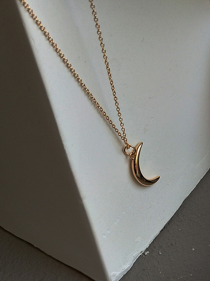 Sterling silver moon design gold necklace