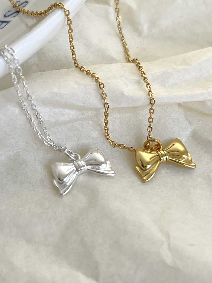 925 Sterling Silver Bowknot Minimalist Necklace