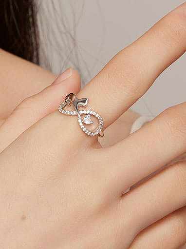 925 Sterling Silver Cubic Zirconia Cat Trend Stackable Ring