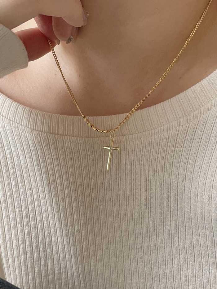 Colar religioso minimalista cruz de prata esterlina 925