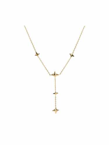 Titanium Steel Pentagram Dainty Lariat Necklace