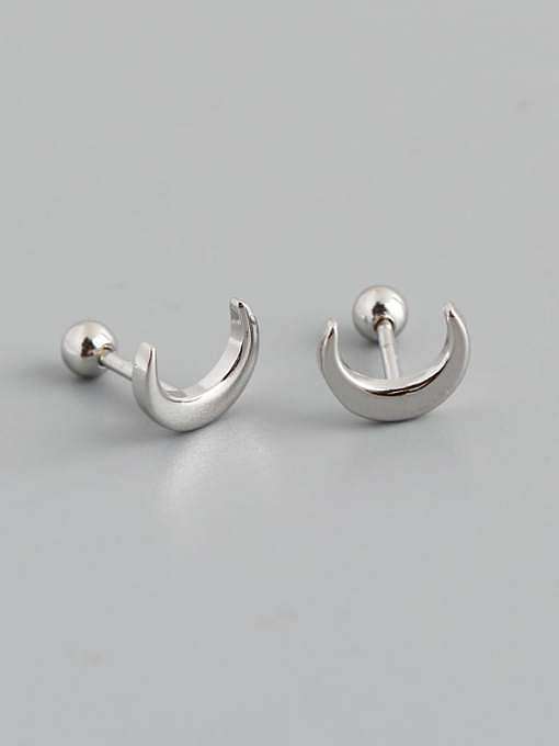925 Sterling Silver Moon Minimalist Stud Earring