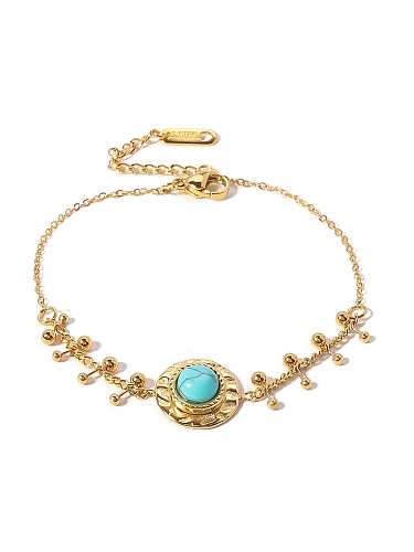 Bracelet à maillons géométriques vintage en titane et acier turquoise