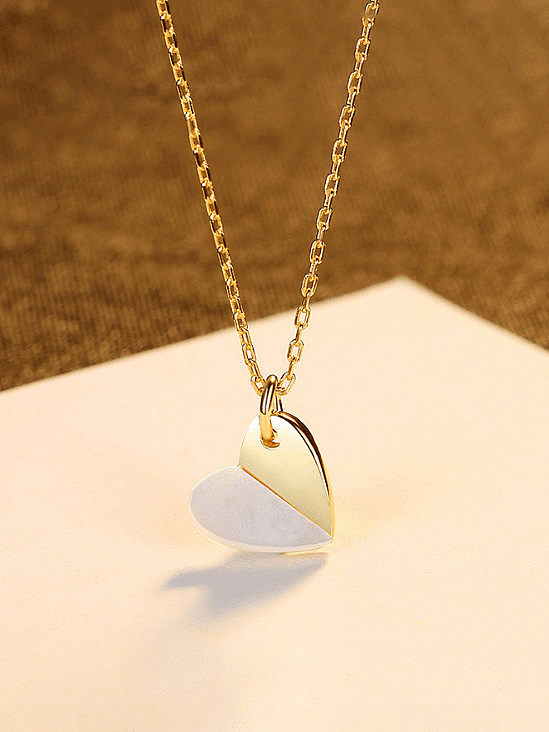 925 Sterling Silver Shell Heart Minimalist Necklace