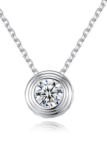 Collier rond minimaliste en argent sterling avec zircon 3A