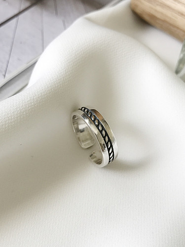 Sterling Silver retro free size ring