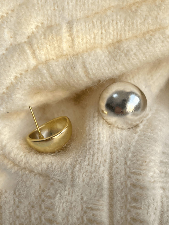 925 Sterling Silver Round Ball Minimalist Stud Earring