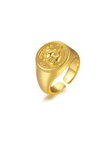 Plata de ley 925 con anillos de tamaño libre de calavera de animal punk chapado en oro