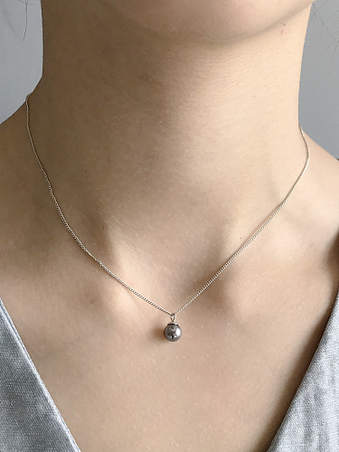 Sterling silver synthetic black pearl minimalist necklace
