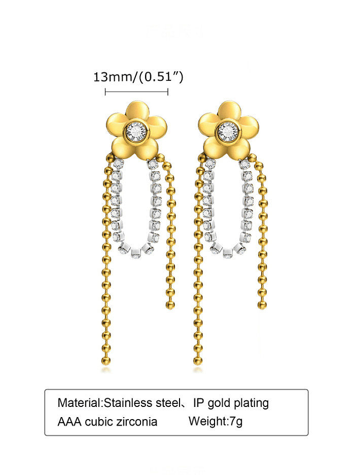 Stainless steel Flower Tassel Vintage Drop Earring