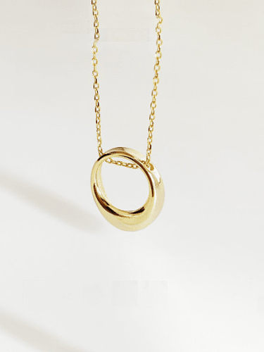 Colar oval de ouro de textura minimalista de prata esterlina