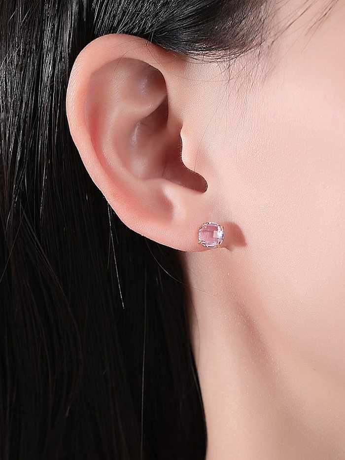 925 Sterling Silver Cubic Zirconia Geometric Minimalist Stud Earring