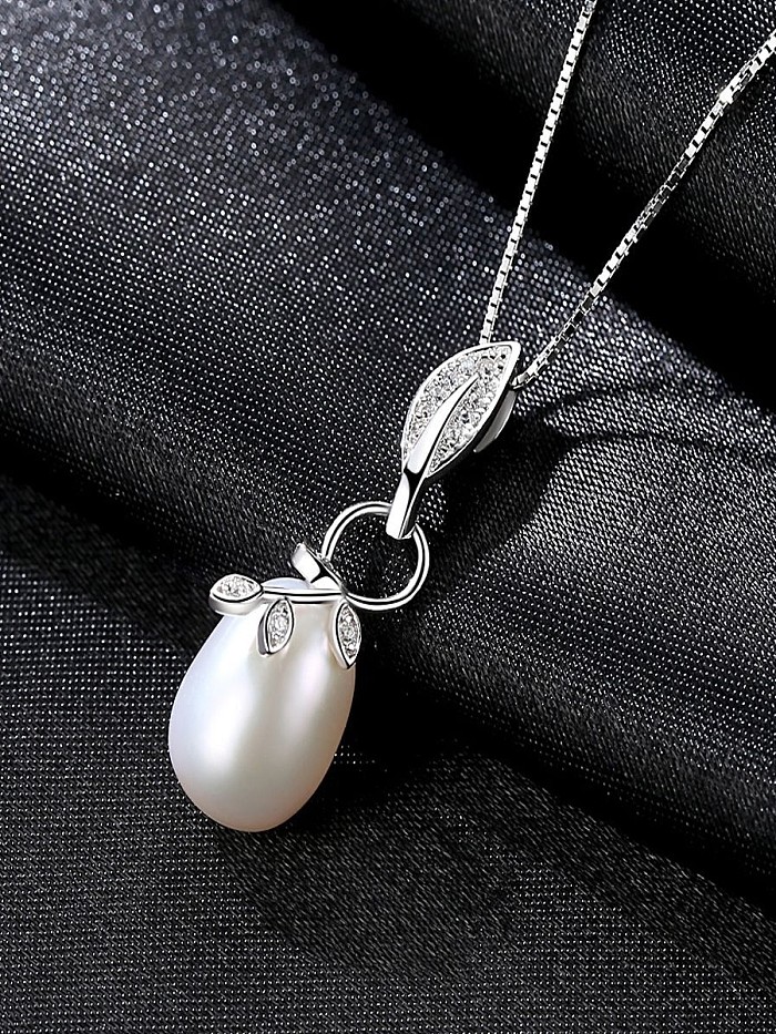 Natürliche Süßwasserperle aus reinem Silber mit AAA-Zirkon-Halskette