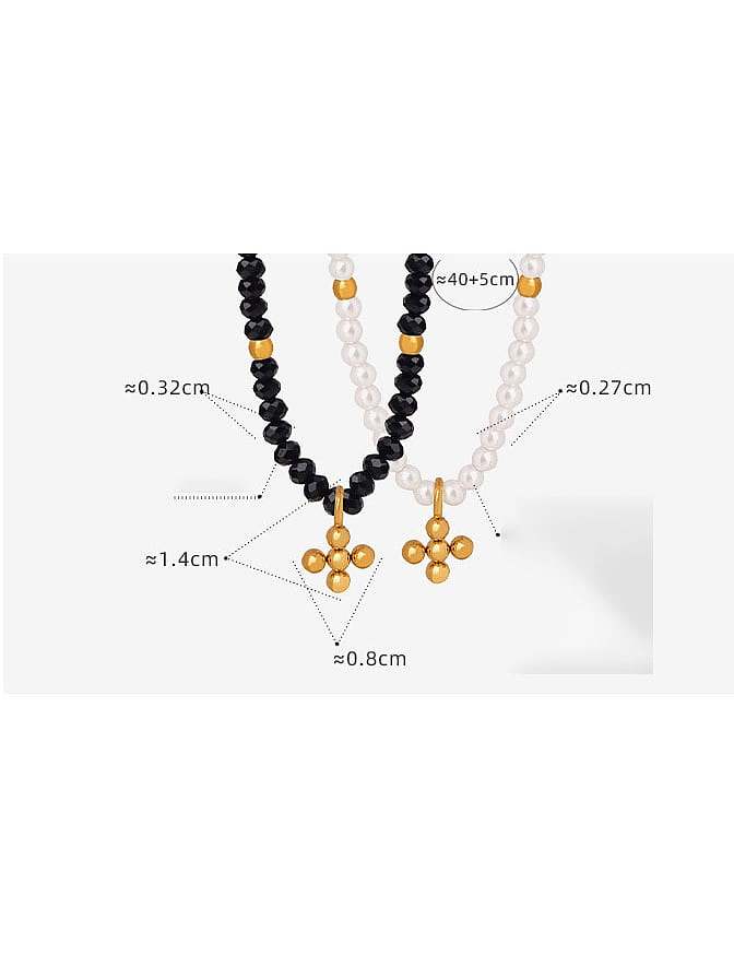 Titanium Steel Imitation Pearl Cross Trend Necklace