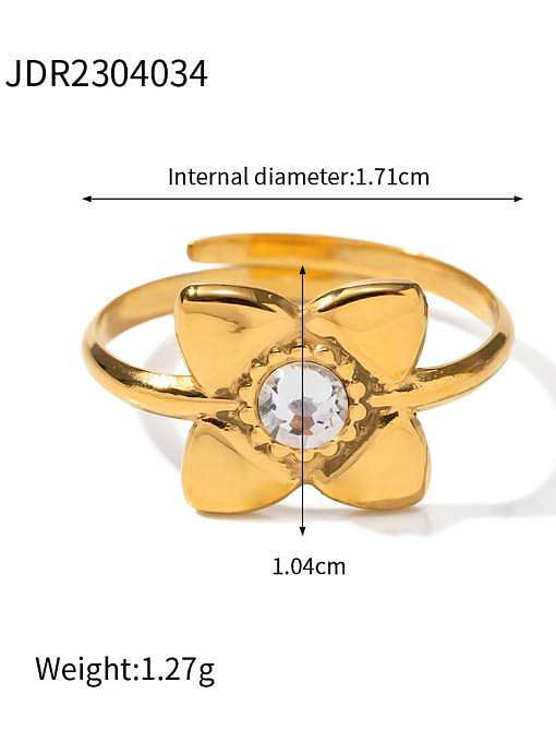 Stainless steel Cubic Zirconia Flower Trend Band Ring