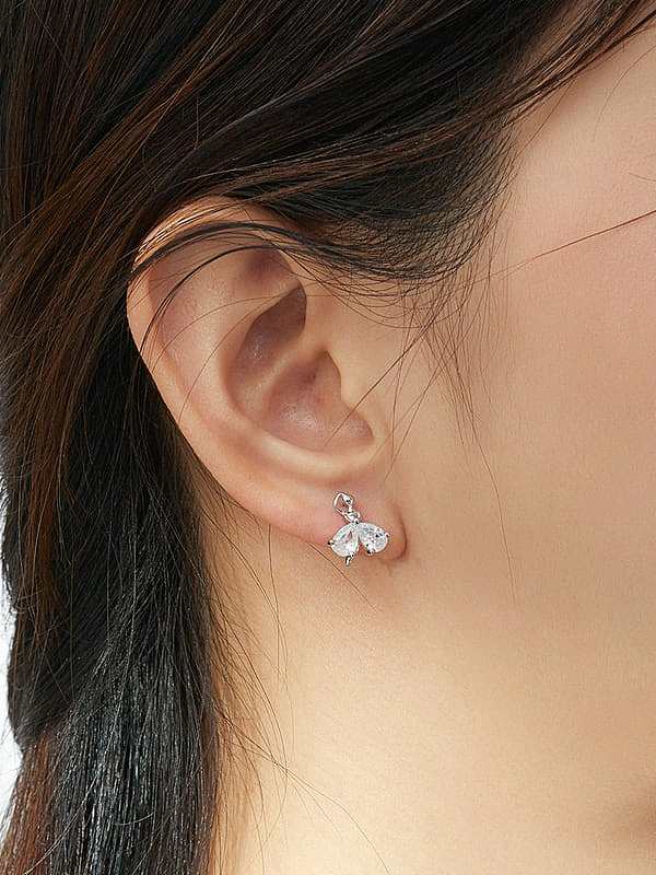 925 Sterling Silver With White Gold Plated Minimalist Leaf Stud Earrings