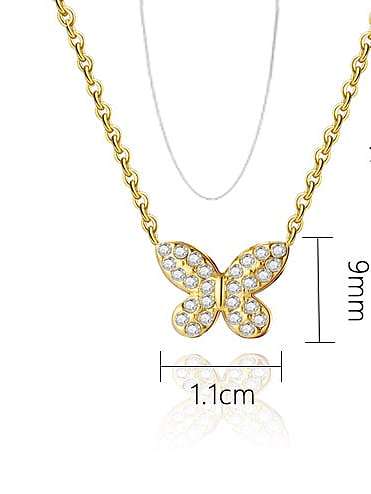 Zierliche Schmetterlings-Halskette mit kubischem Zirkonia und Titanstahl