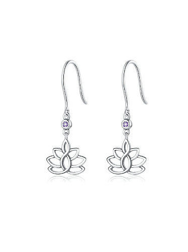 925 Sterling Silver Flower Cute Hook Earring