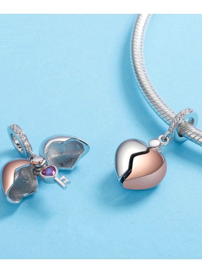 دلايات من الفضة عيار 925 مصنوعة من الزركون الاصطناعي على شكل قلب