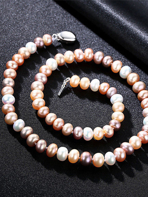 Sterling Silver 8-9mm Natural Freshwater Pearl Necklace