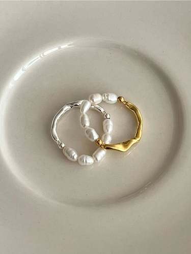 Anel de pulseira minimalista irregular de prata esterlina 925 pérola de água doce
