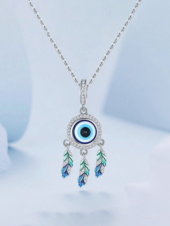 925 Sterling Silver Enamel Minimalist Evil Eye Pendant