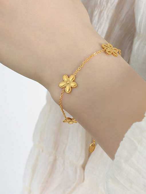 Ensemble bracelet et collier en acier titane Dainty Flower