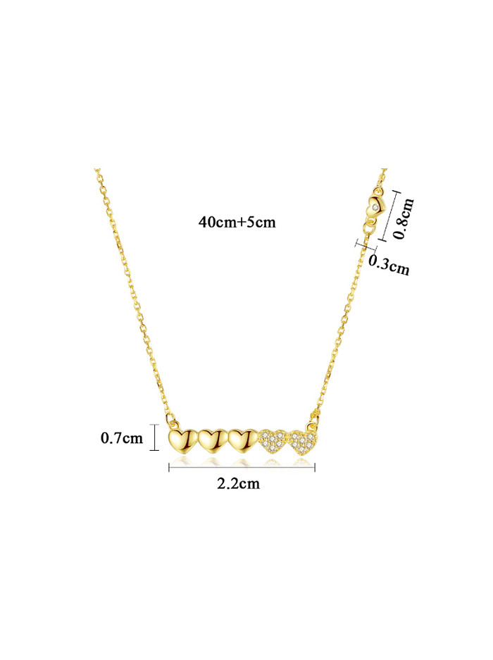 Collar AAA Zricon de plata pura con baño de oro de 18 quilates con microincrustaciones de corazón