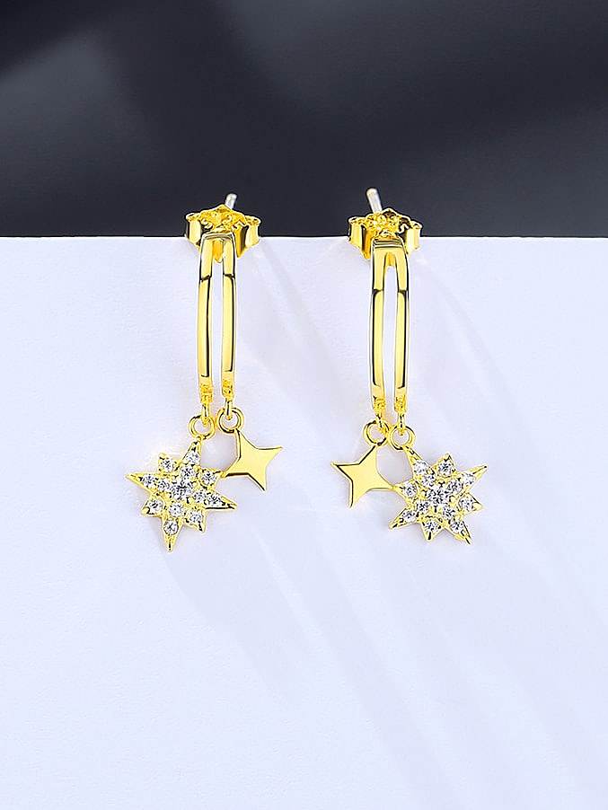 925 Sterling Silver Cubic Zirconia Star Minimalist Drop Earring