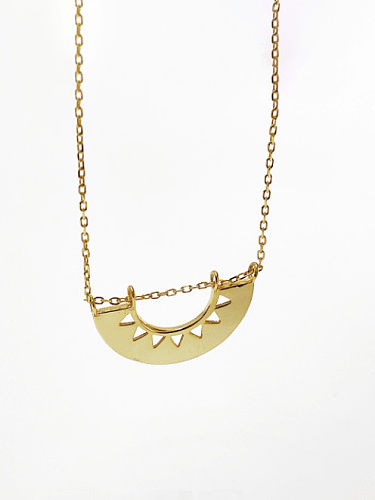 Sterling Silver geometric half-circle nostalgic style gold necklace