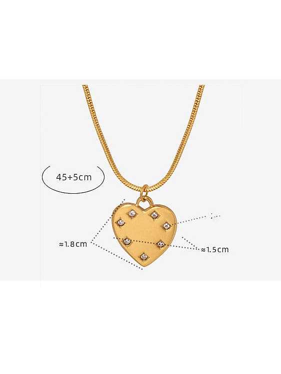 Titanium Steel Rhinestone Heart Dainty Necklace