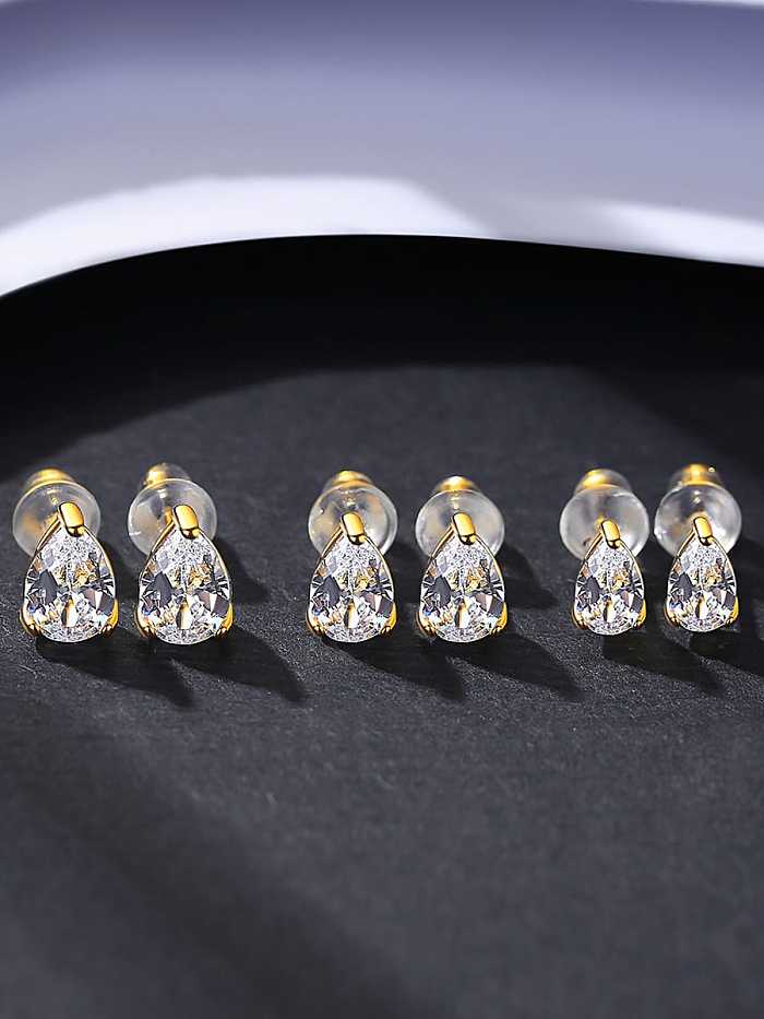 925 Sterling Silver Cubic Zirconia Water Drop Minimalist Stud Earring