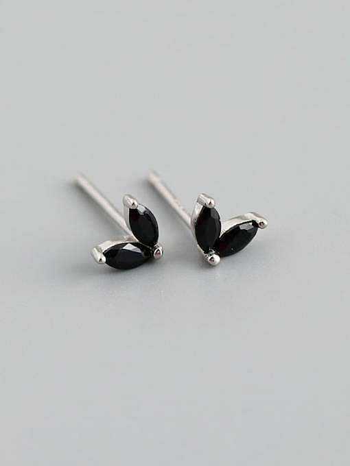 925 Sterling Silver Cubic Zirconia Leaf Minimalist Stud Earring