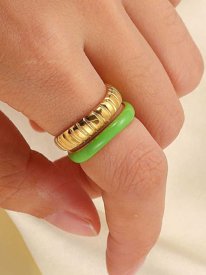 Stapelbarer geometrischer Hip-Hop-Emaille-Ring aus Edelstahl