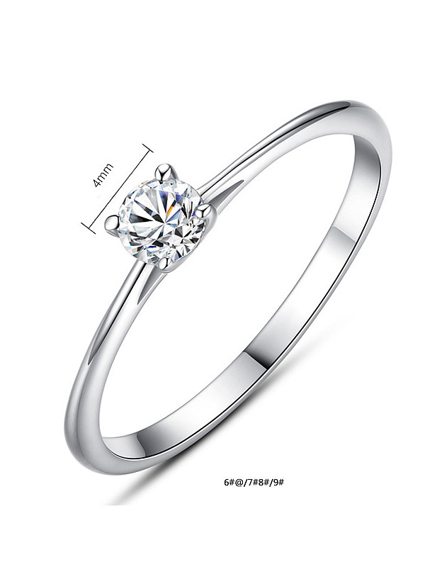 Pure Silver Engagement 4mm Hearts and arrows zircon ring
