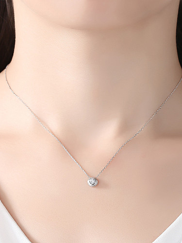 Sterling silver with 3A zircon minimalist round necklace