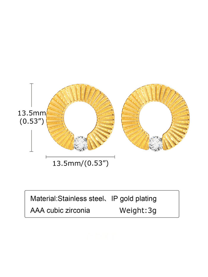 Titanium Steel Rhinestone Geometric Minimalist Stud Earring