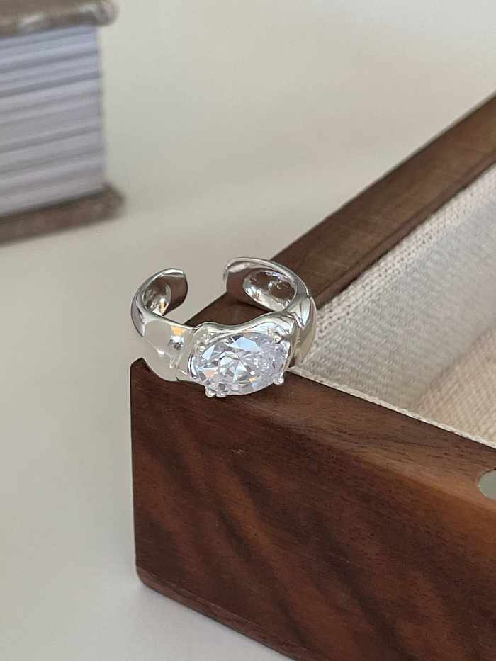 925 Sterling Silver Cubic Zirconia Geometric Vintage Band Ring