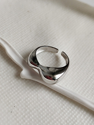 Anéis geométricos de personalidade banhados a platina em prata esterlina 925
