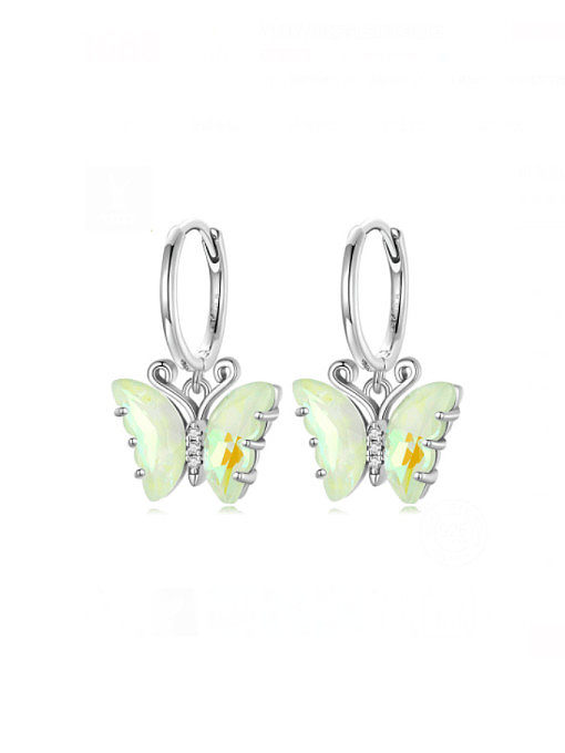 925 Sterling Silver Cubic Zirconia Butterfly Trend Huggie Earring