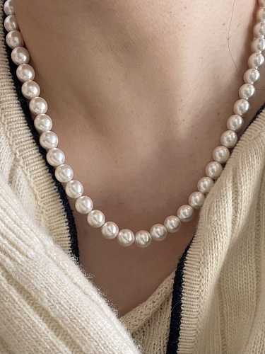 Collier de perles vintage irrégulier en argent sterling 925 avec perles d'eau douce