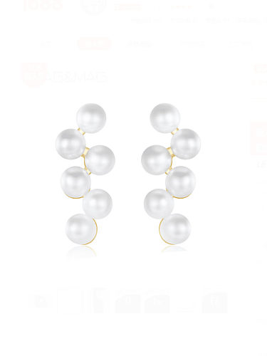 Boucles d'oreilles minimalistes géométriques en argent sterling 925 avec perle d'imitation