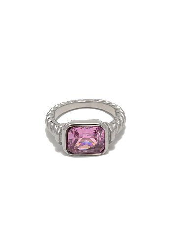 Bague Tendance Géométrique Acier Inoxydable Cubic Zirconia