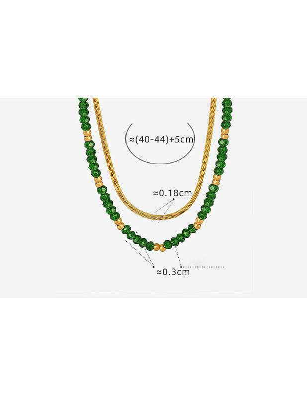Titanstahl-Glasperlen, grüne geometrische Vintage-Mehrstrang-Halskette