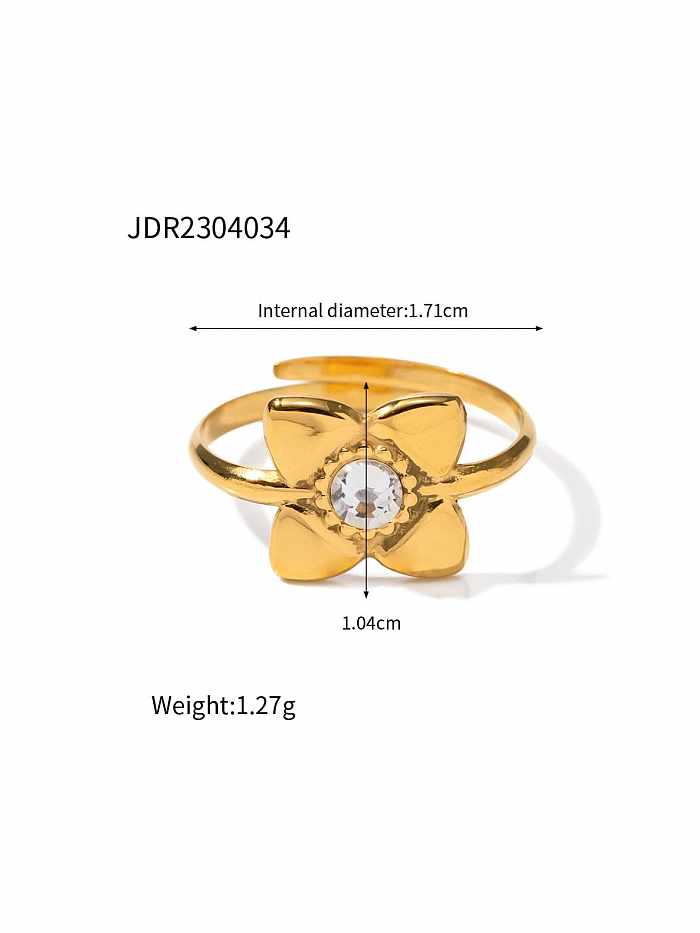 Stainless steel Cubic Zirconia Flower Trend Band Ring
