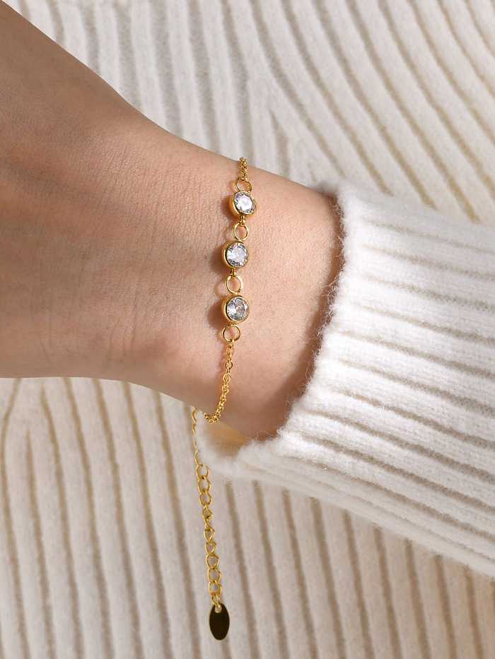 Bracelet à maillons minimalistes géométriques avec strass en acier au titane