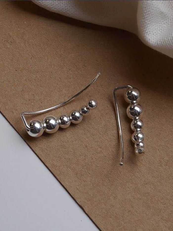 925 Sterling Silver Bead Geometric Vintage Hook Earring